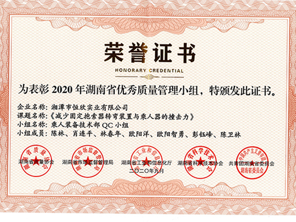 湖南省优秀质量管理小组