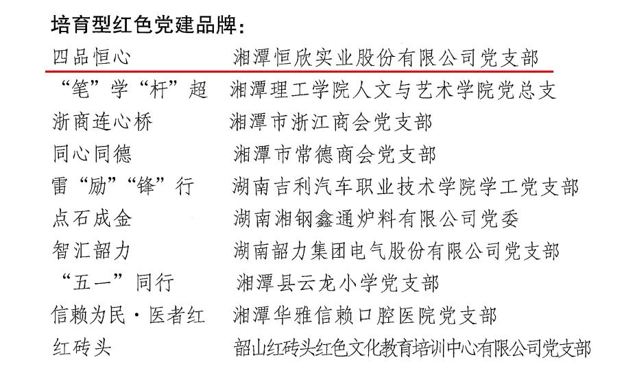 我司获湘潭市红色党建品牌